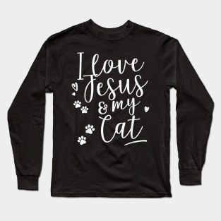 Funny Religous I Love Jesus And My Cat Long Sleeve T-Shirt